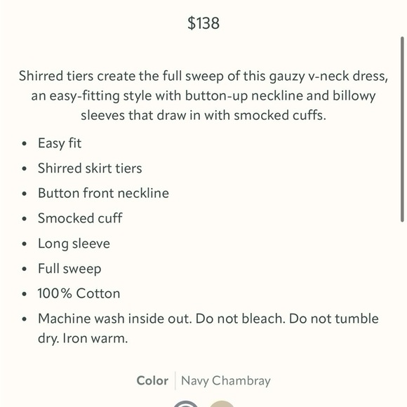 NEW Rachel Parcell Gauze V-neck Dress Navy Chambray - Picture 7 of 7